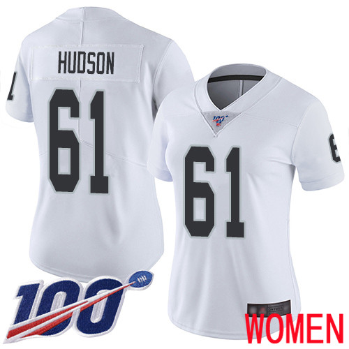 Oakland Raiders Limited White Women Rodney Hudson Road Jersey NFL Football #61 100th Season Jersey